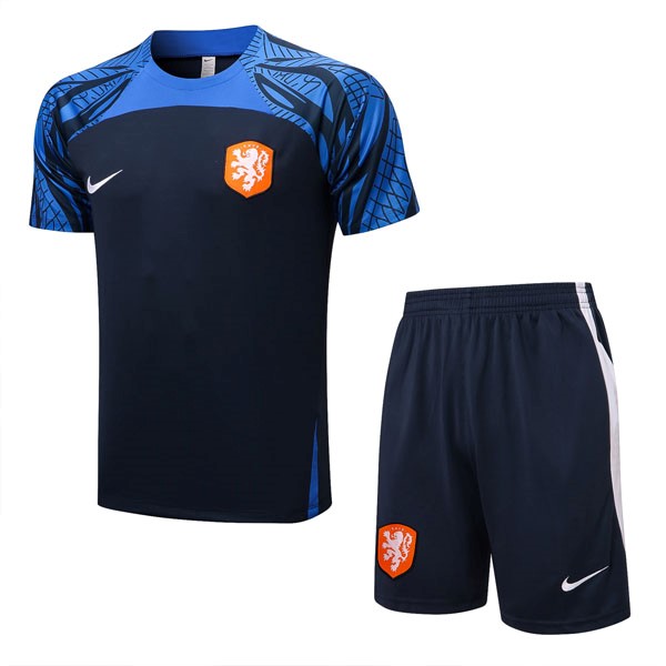 Camiseta Entrenamiento Países Bajos Conjunto Completo 2022-2023 Negro Azul